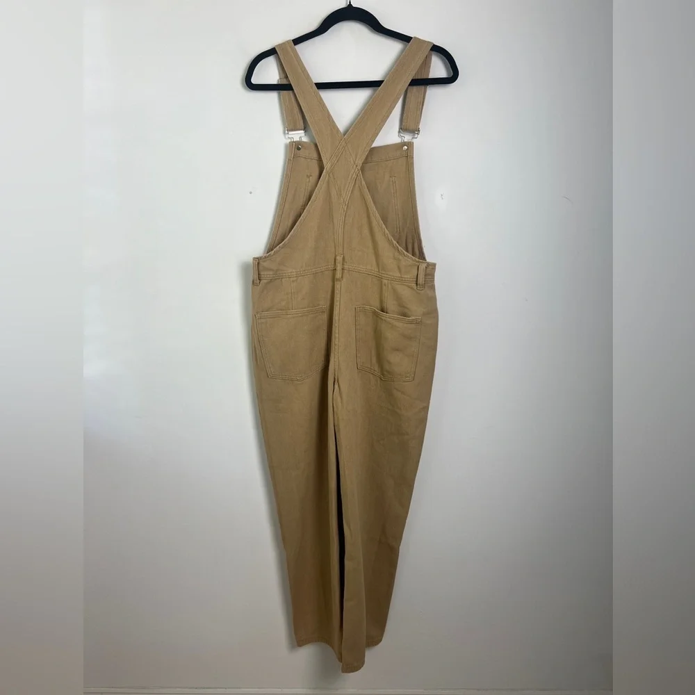 NEW Anrabess Small 4/6 Khaki Cross Back Design Denim Overalls - Picture 4 of 14